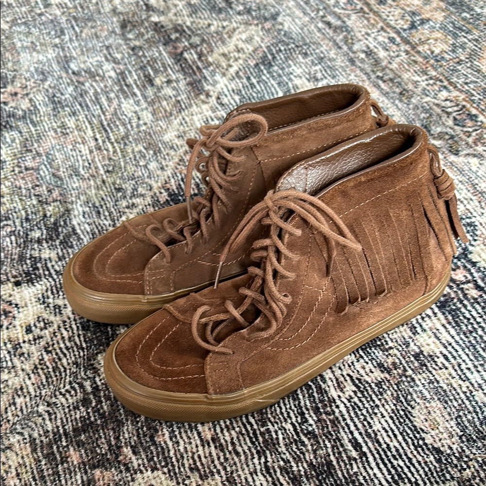 Unisex Suede Fringe High-Top Vans Sneakers
